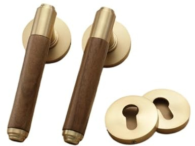 Compatible con cerraduras for puertas de madera de nogal, manilla de estilo retro for dormitorios con función silenciosa for puertas interiores.(Brushed copper A)