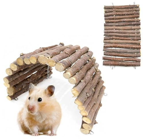 2 Pcs Reptile Hideout Hermit Crab Bendable Wooden Bridge, Wooden Hermit Crab Hideout Climbing Toys, Small Animal Molar Chew Toys for Reptile Tank Climbing Toys and Hiding Hut for Lizards, Mice, Spider