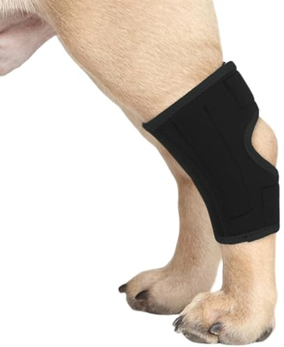 PUMYPOREITY 1 Stück Hinterbeinbandage für Hunde, Kniebandage Hinterbein Leckschutz Vorderbein für Wickel Wunde Verletzung und Verstauchung Heilung Vorder- und Rückseite Tragbar(Schwarz, L)