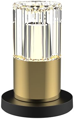 BOLD Kristy Akku Tischlampe Gold - LED Nachttischlampe Dimmbar Kabellos | Design Dekolampe mit Ladestation für Outdoor IP44 & Indoor, 10h Laufzeit, Warmweiß 2200-3000K, Tischleuchte, 60 Lumen