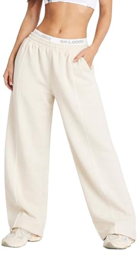 SMILODOX Jogginghose Damen Siara, Bequeme & stylische Freizeithose mit elastischem Bund und Seitentaschen, Trainingshose mit verstellbarem Beinabschluss im Oversize Fit, Für Fitness, Yoga & Freizeit