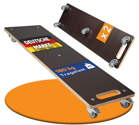 Rollbrett24 2er-Set Transportroller 100x30cm - Je 180kg Traglast | (Gesamt 360kg) - 360° kugelgelagerte Rollen & Rutschhemmende 15 mm Platte - Made in Germany
