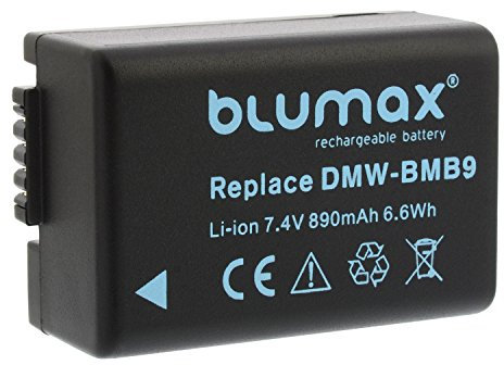 Blumax Batterie de rechange DMW-BMB9 / DMW-BMB9E 890 mAh compatible avec Panasonic Lumix DMC-FZ40-FZ45-FZ47-FZ48-FZ60-FZ62-FZ70-FZ72-FZ100-FZ150
