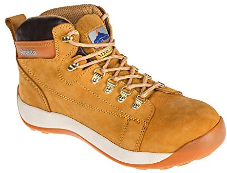 Portwest FW31 Steel Nubuck Leather Mid Boot Padded Collar Lace-Up Fastening | Honey, 10, SB EN ISO 20345, CE Certified, Phylon and Rubber Outsole, Dual Density, Heat Resistant, Slip Resistant Sole
