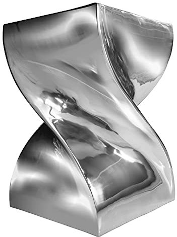 invicta INTERIOR Skulpturaler Beistelltisch Twist - 45cm - Silber Aluminium poliert - Handmade Sitzhocker Couchtisch