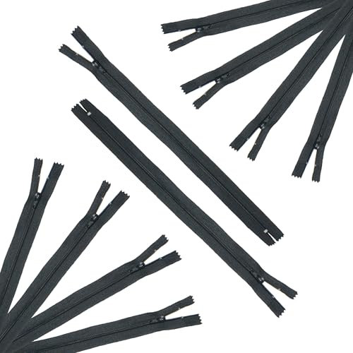 Trimz 25 cm Langer schwarzer One Way Endstopper-Reißverschluss mit 4 mm Zähnen, 10 Stück, Polyester