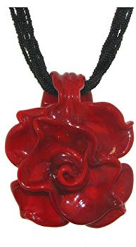 Venetiaurum - Collana per Donna Con Pendente a Rosa Rossa In Vetro Originale Di Murano E Argento 925 - Gioiello Made In Italy Certificato
