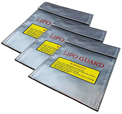 3X Stück Original Premium Lipo Akku Ladetasche Feuerfeste Schutztasche Lipotasche 220x180mm Bag Lipo-Safe Lipotschutztasche Feuerschutz Sicherheit Tasche Feuerfest für Lipo Akku
