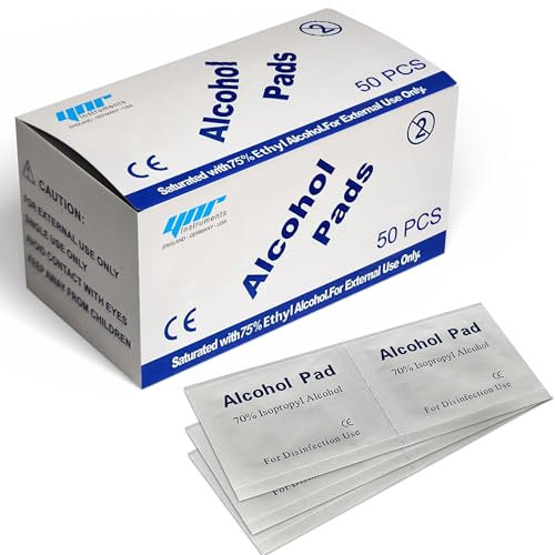 YNR 70% Alcohol Pre-Injection Isopropyl Wipes - Individually Wrapped First Aid Skin Cleaning Easy-Tear Sachet Wipes (50PCS)