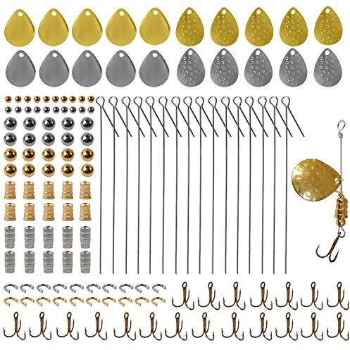 Spinner-Herstellungs-Set, Angelköder, Bastelset, DIY, Inline-Spinner, Köderherstellung, Zubehör, Spinner, Klingen, Gabelkopf, Köder, Schäfte, Drillingshaken, Angelset für Barsch, Forelle