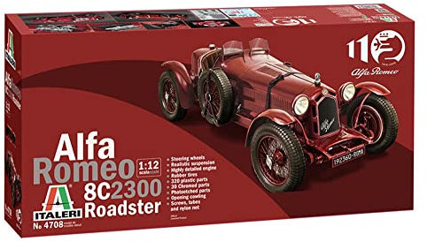 Italeri 1:12 Alfa Romeo 8C/2300 1931-33, Modellbau, Bausatz, Standmodellbau, Basteln, Hobby, Kleben, Plastikbausatz, rot