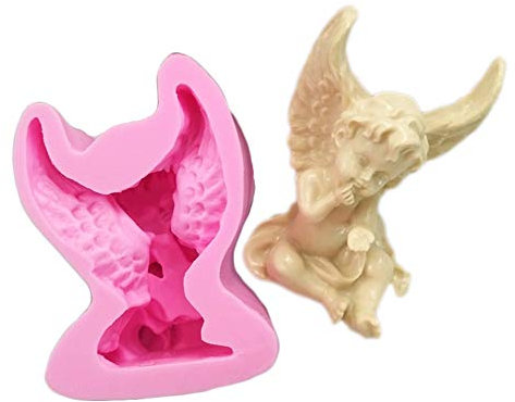 WonDerfulC - Molde de silicona para fondant con forma de ángel para hacer manualidades, para hornear y jabón, vela de resina epoxi