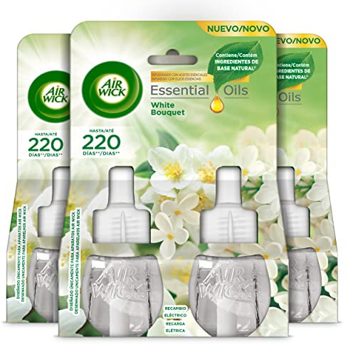 Air Wick Freshmatic - Recambios de ambientador spray automático, Esencia para casa con aroma a White Bouquet, Blanco, 1 Unidad (Paquete de 6)
