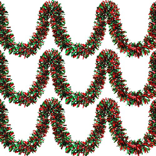 39.4 Feet Christmas Tinsel Garland Shiny Party Tinsel Garland Metallic Tree Xmas Hanging Decoration for Christmas Tree Decoration Wedding Party(Red and Green)