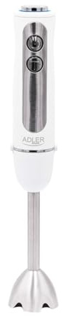 Adler AD 4625w Elektrischer Pürierstab, 1500 W, Stabmixer mit fünfstufige Geschwindigkeitsregulierung, Handmixer mit Klinge aus Edelstahl, Stabmixer mit Turbo-Funktion Weiß