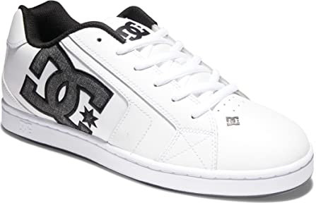DC Shoes Herren Net-Leather Shoes for Men Sneaker, White/Carbon/White, 50 EU