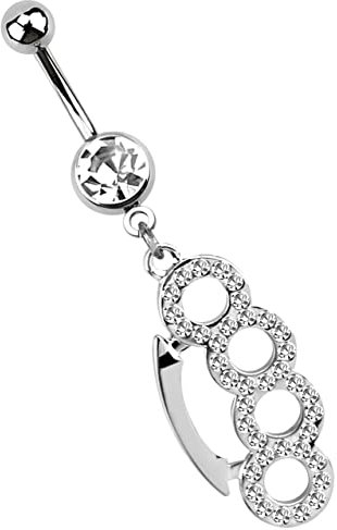 Modern Nature Piercing-Schmuck Bauchnabelpiercing 316l Stahl Banane, 1,6 x 12 mm, Zirkonia mit Schlagring in klar