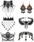 JewelryWe Schmuck 7 PCS Choker Halskette und Ohrringe Set Schwarz Spitze Kette Damen Gotisch Tattoo Kragen Halsband Vintage Ohrhänger Geschenke für Damen Mädchen