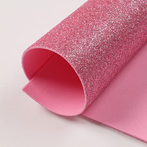 Mondo Tessuti - Gomma Crepla con Glitter Venduta Al Metro - Altezza 100cm - Glitter Mono e Bicolore (Al Metro, Rosa)