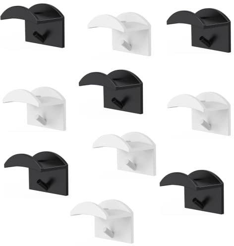 10pcs Black and White Self Adhesive Hat / Cap Wall Rack Holder | Display Hangers for Baseball Caps, Beanie Storage | Hat Wall / Door Organiser | Sticky Back - No fixings Required | Hat Hooks…