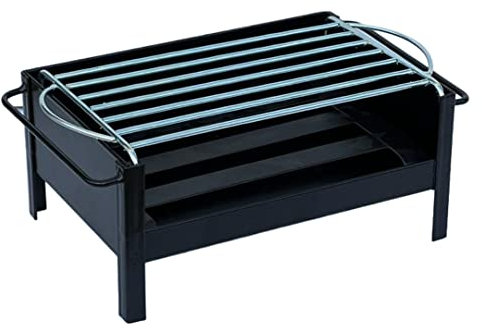 MUEBLIX.COM | Barbacoa Portátil Escarrilla | Barbacoa Sobremesa Apta para Leña o Carbón Vegetal | Mini Parrilla de Mesa | Barbacoa para Camping | 40 x 23 x 15 cm