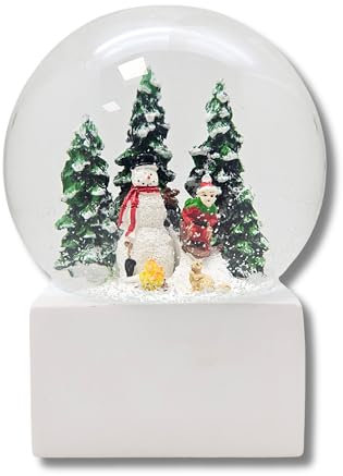 Minium Collection 20104 Schneekugel Weihnacht Stimmung Schneemann Winter auf Sockel weiß eck, Pure-Line, Durchmesser 100mm