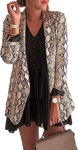Jacke mit Schlangenmuster, Herbst, Winter, sexy Blazer, Mantel, langärmelig, Arbeitsanzug, Cardigan, offene Vorderseite, lässige Oberbekleidung für Frauen, gold, Medium