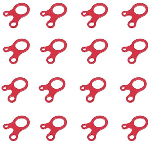 16 Pièces Tente Cord Ajusteur Cordon, Corde à Vent en Aluminium Tendeur, Tendeurs de Corde 3 Trous, pour Tentes Extérieures, Sacs Couchage, Sacs à Dos (Rouge)