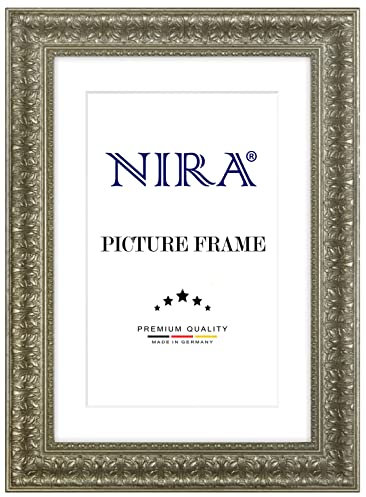 NiRa Massiv Holz Bilderrahmen Barock Rokoko 33 x 98 cm in Alt-Silber | Farbe und Größe wählbar | Rahmen für Poster | Puzzle | Foto collage HD095