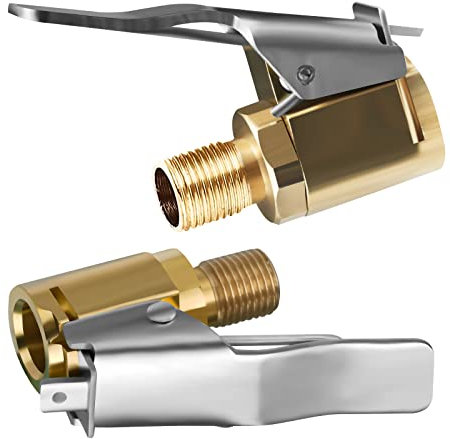 URAQT Car Valve Lever Plug Air Chuck, 2Pcs Brass Tyre Valve Air Pump Clip, Car Pump Accessories Thread Nozzle Adapter, Tire Air Chucks Open End Inflator Valve Connector for Car Truck (8mm)