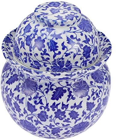 FELTECHELECTR 4libras Bote De Cerámica Para Encurtidos De Tarro Sellado De Cocina Recipiente De Almacenamiento Para Kimchi y Alimentos Para Fermentación Casa