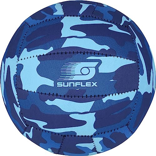 Sunflex® Beach- und Funball Size 3 Camo Blue | Wasserfester Neoprenball mit rutschfestem Grip | Freizeitball für Strand, Pool & Garten | Leicht & robust | 128 g & Ø 15 cm | Kinder & Erwachsene