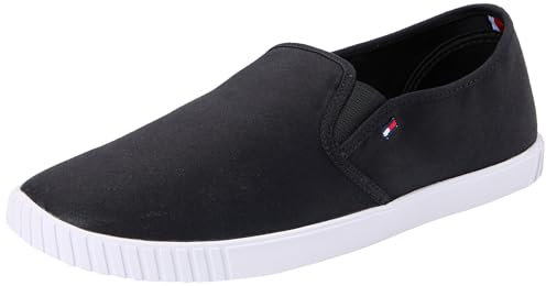 Tommy Hilfiger Calzado Mujer Canvas Slip-On Sneaker Mocasín, Schwarz (Negro), 37