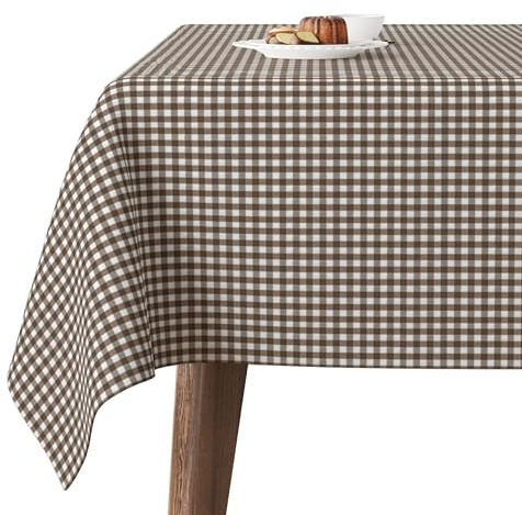 Martina Home Tischdecke mit Teflonbeschichtung Petit Vichy, 100 x 140 cm, Braun