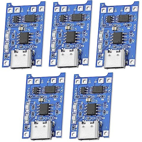 AZDelivery 5 X TP4056 Batterieladungsmodul - USB Typ C, Schutzschaltung, LED-Anzeigen - Unentbehrlich für Ihre Li-Ion oder LiPo Einzelzellenbatterien
