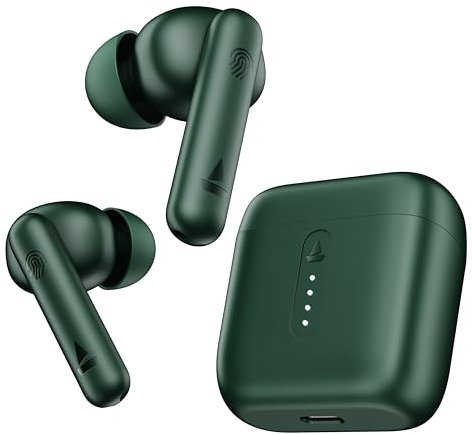 boAt Airdopes 141, Low Latency, ENx Tech, 42HRS Battery, Fast Charge, IWP, IPX4, v5.1 Bluetooth TWS in Ear Earbuds Wireless Earphones with mic (Olive Green)