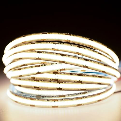 Lumiled LED Streifen 5M, 1920 LEDs 12V neutralweiß 4000K, 50W NEON LED Strip, COB LED Band IP33, Hohe Helligkeit 5500 lm Selbstklebend, Lichtband für Innenbereich Heim Küche Deko, ohne Netzteil