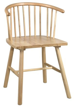 KAYELLES - Silla de barrotes de madera maciza de caucho, color claro, estilo retro vintage bistró Western Windsor MINO (madera natural)