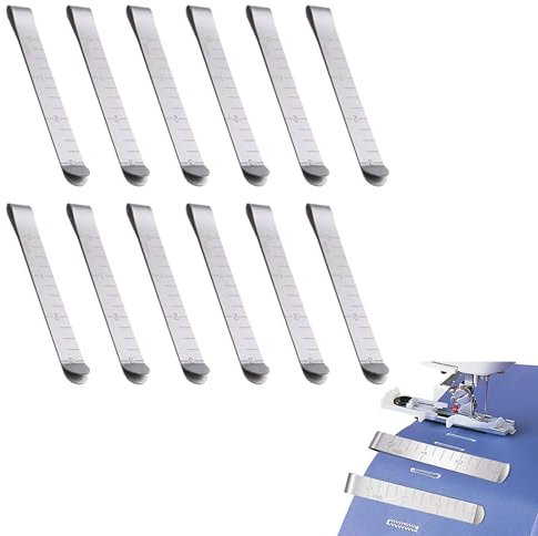 12PC D'ourlet Pince Acier Inoxydable,Pince Couture De Mesure,Clips Couture En Métal Ourle,Quilting Pinning Couture Accessoires,Mesure Règle De Matelassage Clips,L'Épinglage Et Marquer Couture,Kiuiom