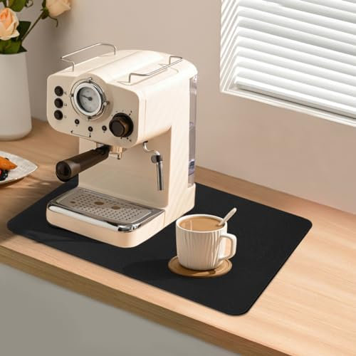 AUAUY Kitchen Super Absorbent Draining Mat, 40x30cm Coffee Machine Absorbent Draining Mat, Dish Drying Mat for Kitchen Counter, Anti Slip Drainer Mat for Dish Coffee Bar Worktop, Grey