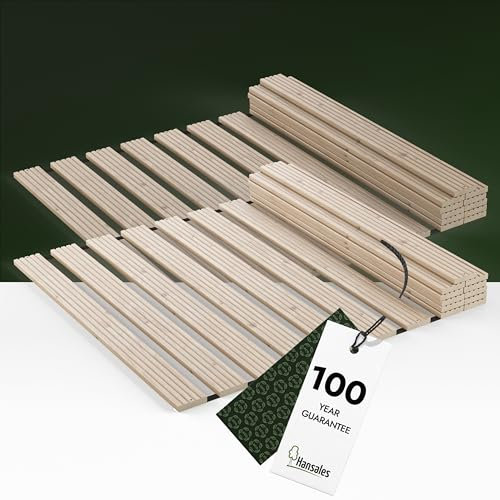 Hansales Rollrost 160x200cm (80x200 2St) Premium, Bettrost belastbar bis 600kg Hochwertiger Lattenrost aus massivem Fichtenholz FSC® Rolllattenrost für Doppelbett