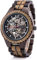 Herrenuhr, klassisch, hohl, automatisch, mechanisch, Holztisch, Herrenuhr mit digitalem Zifferblatt, Holzuhr, braun, für Herren und Damen, Automatikuhr aus Naturholz mit Glasboden