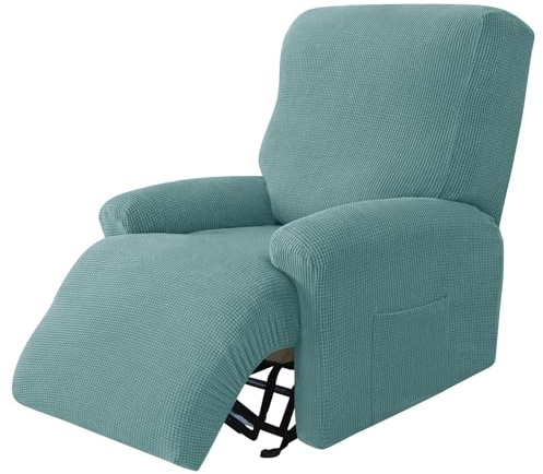 Surwin Sesselschoner für Relaxsessel mit Armlehnen, Stretchhusse für Relaxsessel Anti-Rutsch Fernsehsessel Bezug mit Taschen Sesselbezug Stretch Elastisch (1 Sitzer,09#Matcha Grün)
