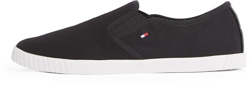 Tommy Hilfiger Sneaker Tipo mocasín Mujer Canvas Slip-On sin Cordones, Negro (Black), 37