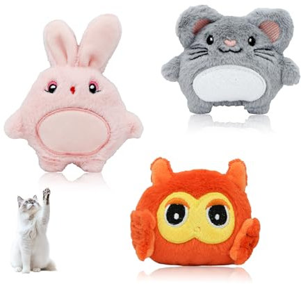 Andiker Katzenminze-Spielzeug für Katzen, 3 Stück, Katzen-Kauspielzeug mit Katzenminze und Knistergeräusch zum Kauen Beißen, interaktives Spielzeug für Indoor-Katzen, Training, Jagen, Treten