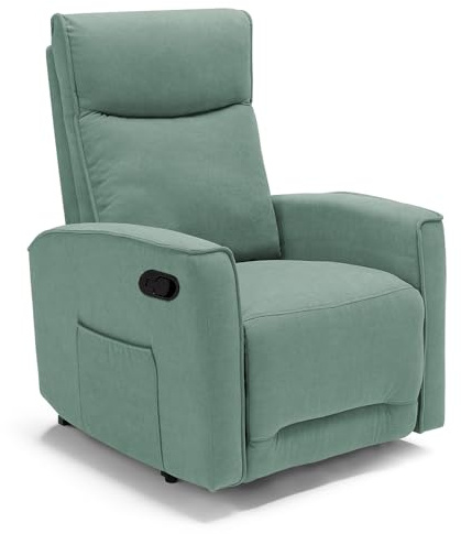 REDÒKASA Poltrona relax manuale Londra, reclinabile manualmente, 3 diverse posizioni, design moderno, seduta ergonomica, tessuto idrorepellente (Salvia)