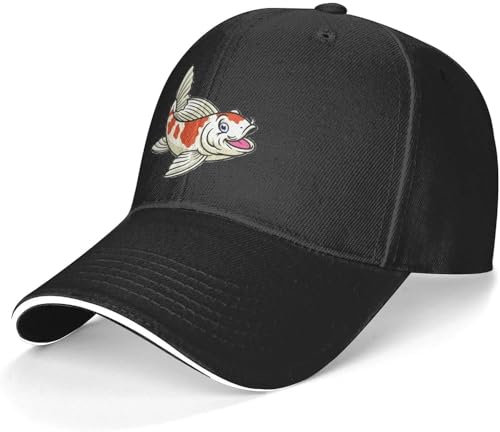Snapback Cap Koi Fischen, Karikatur Mütze Sport Moisture Wicking Baseball Cap Sonnenschutz Sport Cap Für Damen Herren Kinder