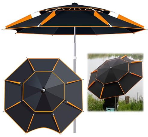 Ombrellone da Spiaggia Grande, Ombrellone da Pesca Impermeabile, parasole per piscina pieghevole Inclinabile Regolabile a 360° con Tracolla Custodia(240cm)