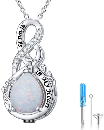 Flyow Urne Halsketten für Asche 925 Sterling Silber Feuerbestattung Schmuck für Asche Andenken Anhänger Memorial Schmuck Geschenke für Frauen Männer Haustier