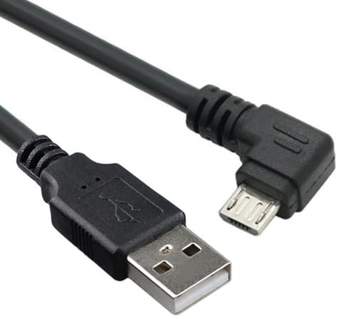 JSER Câble de données et de chargement à angle droit 90 degrés Micro USB 2.0 Type 5 broches vers USB 2.0 Type A 480 Mbps Données pour téléphone tablette ordinateur caméra (150 cm)